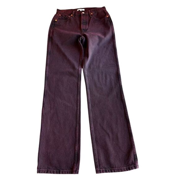 NWOT RE/DONE Wine Dipped Denim Button-Fly 90s High Rise Loose Jeans 26 Cotton - Picture 1 of 9